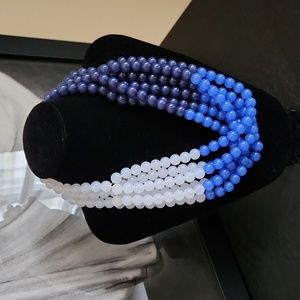 NECKLACE TRI COLOR BLUE BEADS